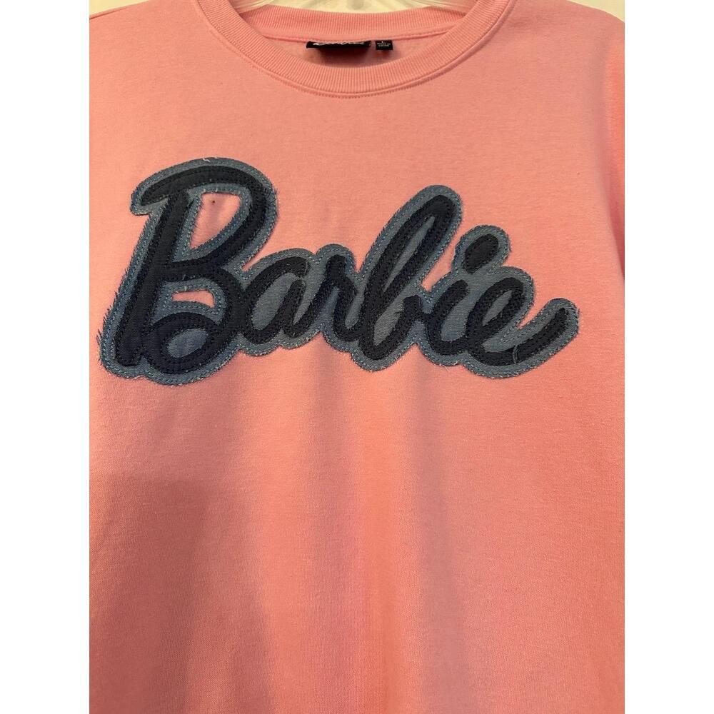 Barbie Womens Sweatshirt Size L Pink Blue Graphic Casual Logo Iconic Retro - Picture 3 of 6